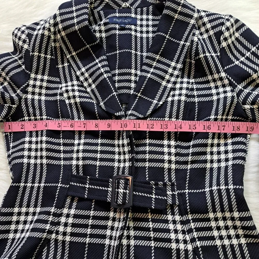 First Lady Checker Blazer Jacket Size 12 - Picture 9 of 11